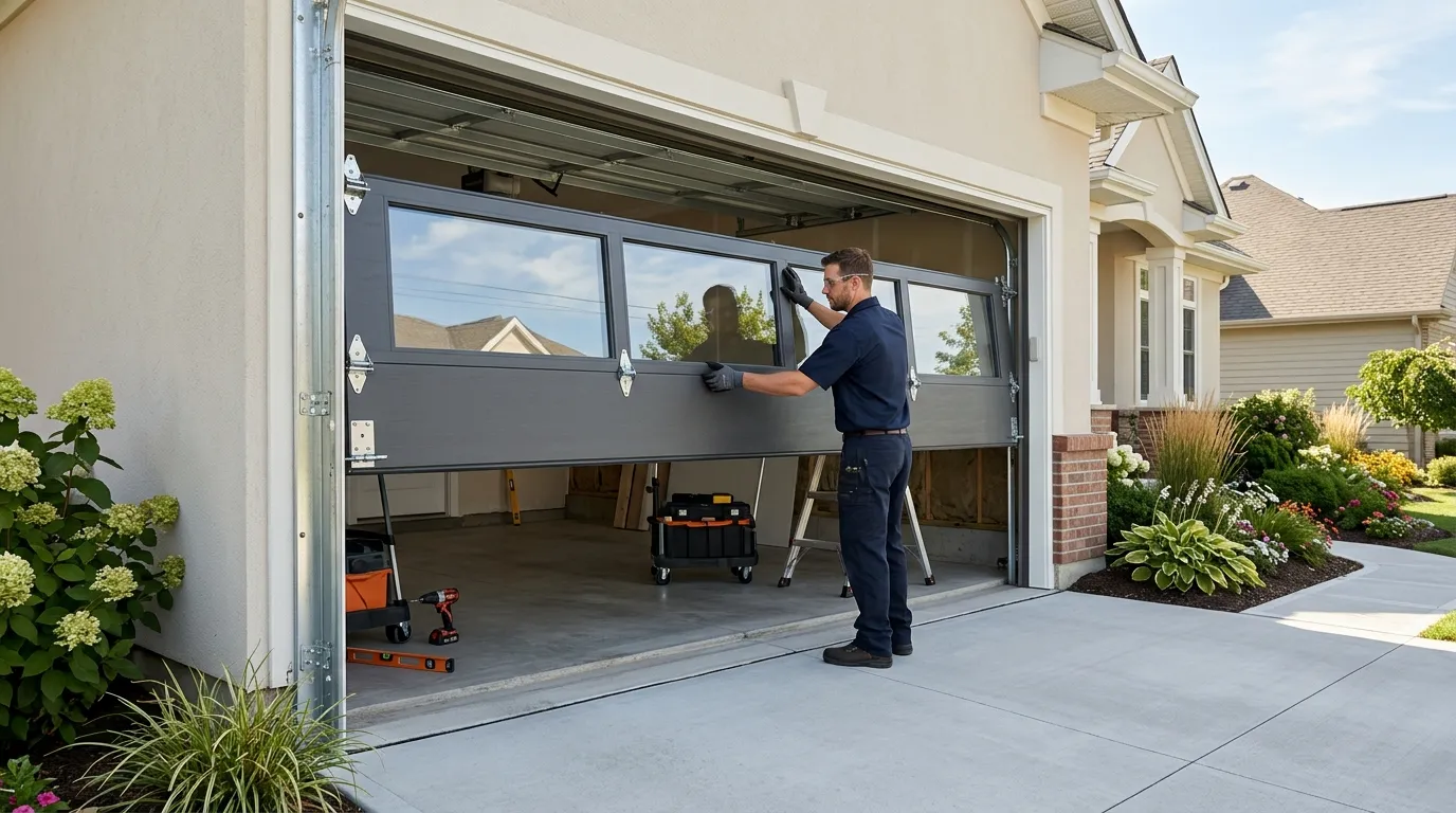 Sectional steel garage door